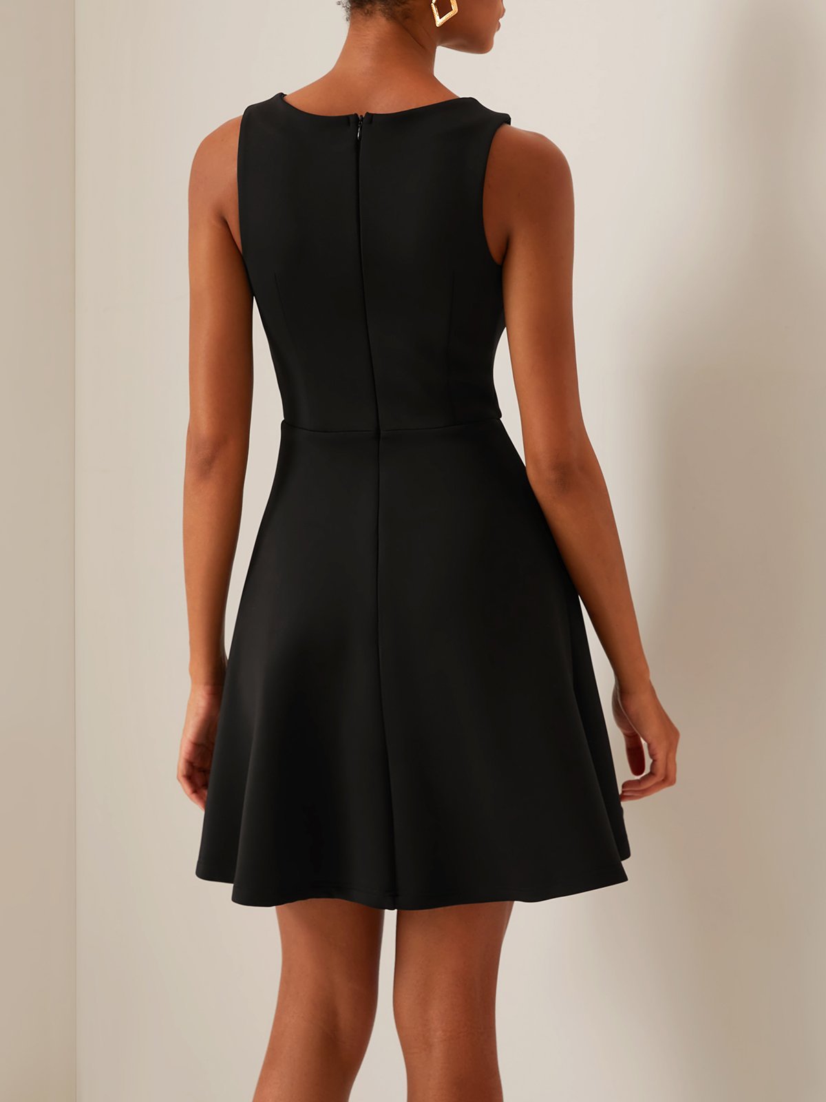 Black Sleeveless A-line Mini Dress