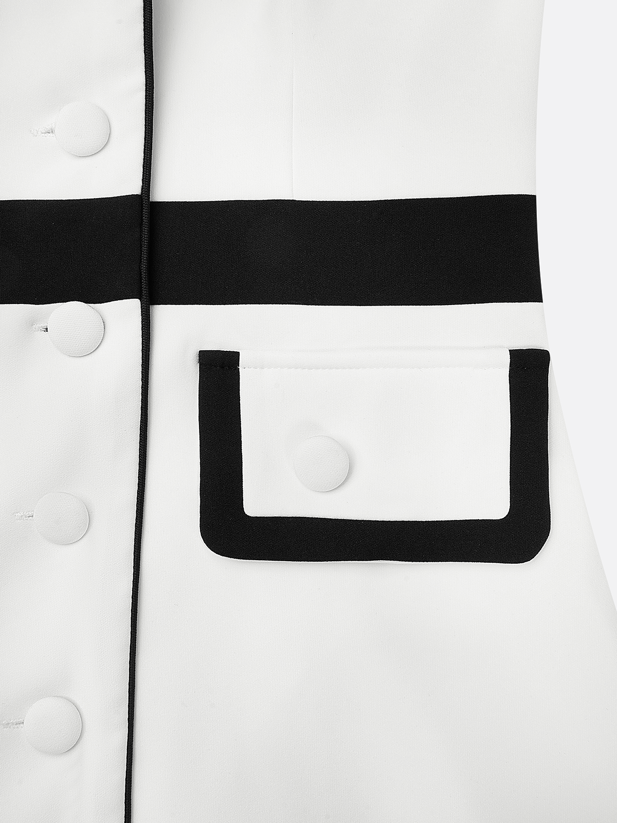 White Color Block Shawl Collar Sleeveless Knee-Length Sheath Dress