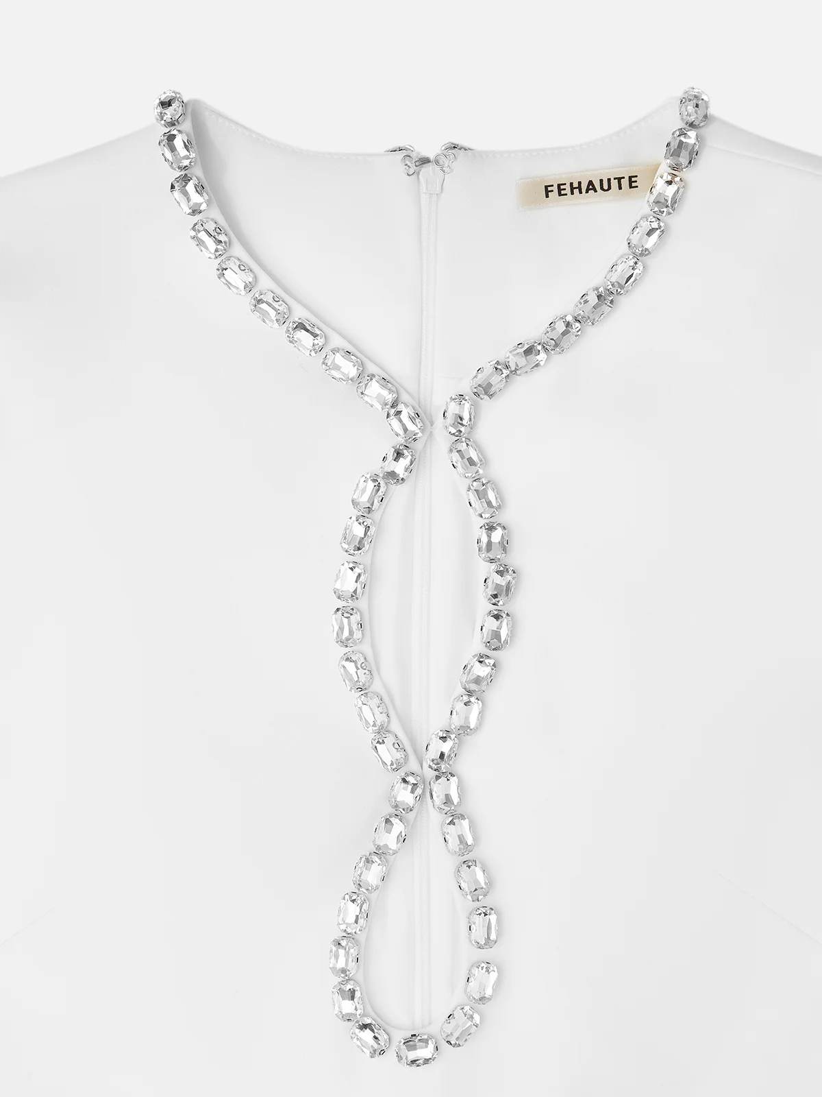 Women White Cut Out Short Sleeve Rheinstone Wide-Leg Jumpsuit 