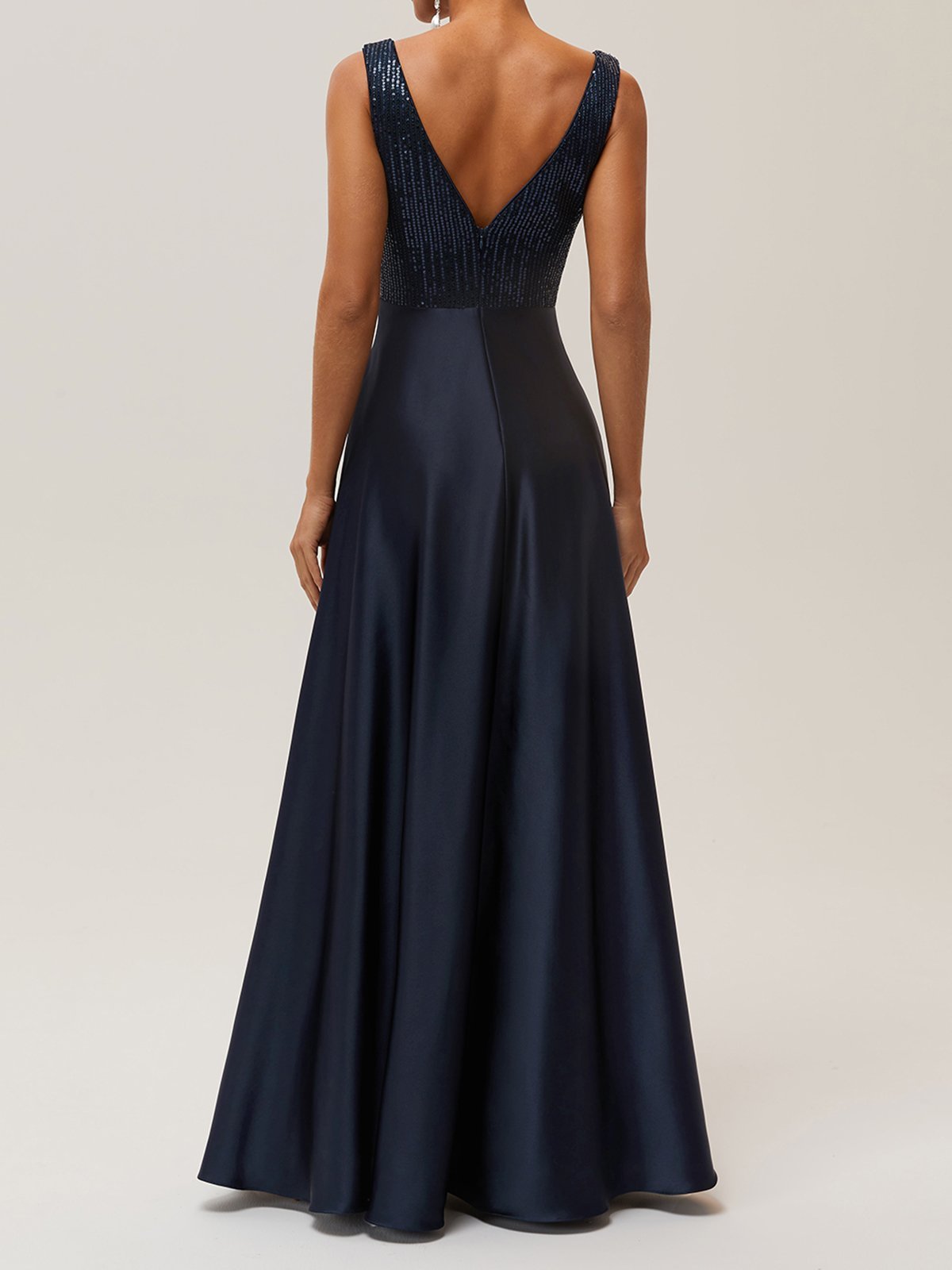 Purplish Blue Glitter A-Line Gown Sequin Dress
