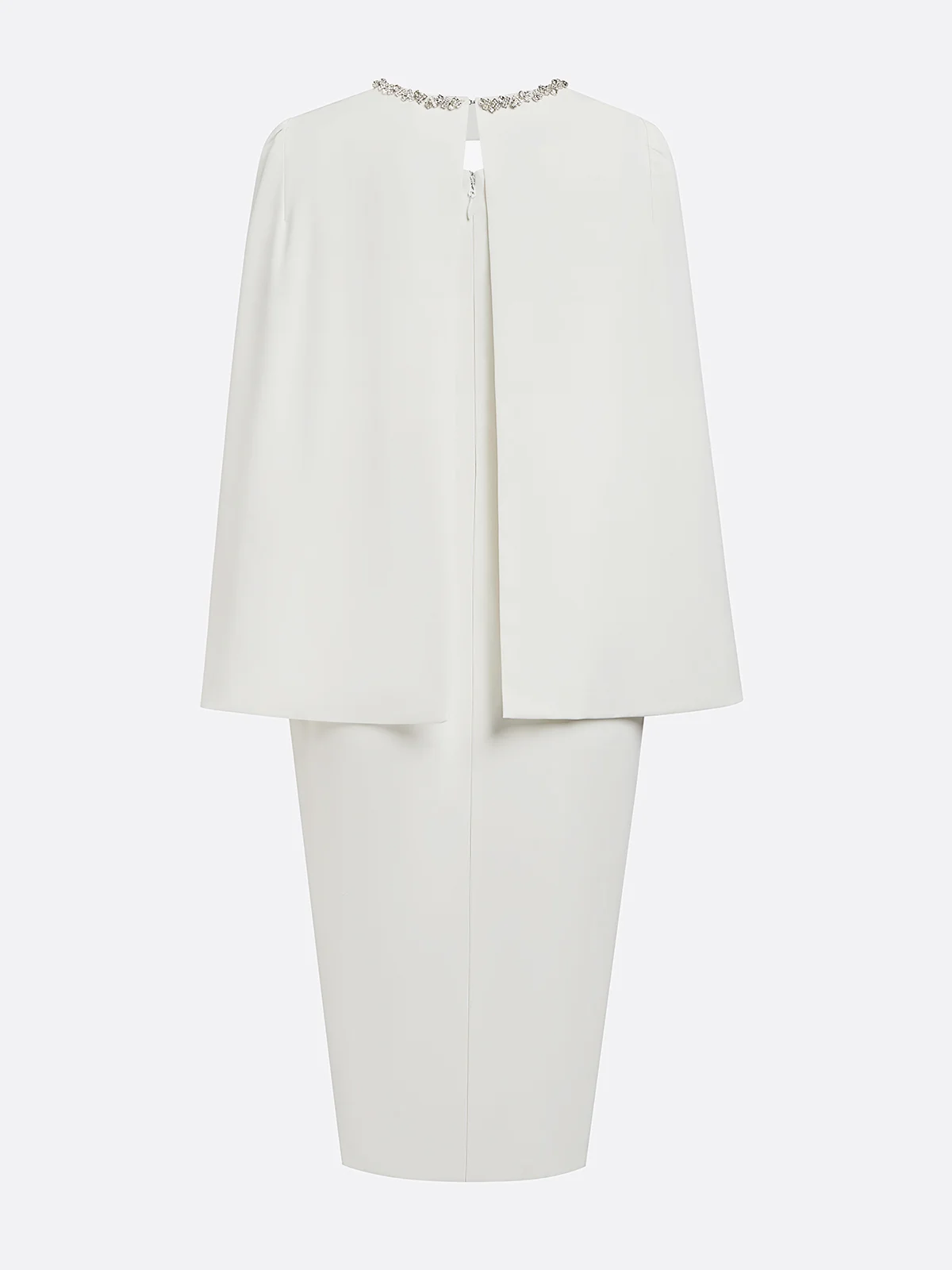 White Rhinestone Crew Neck Ruffled Sheath Two-piece Dresses
