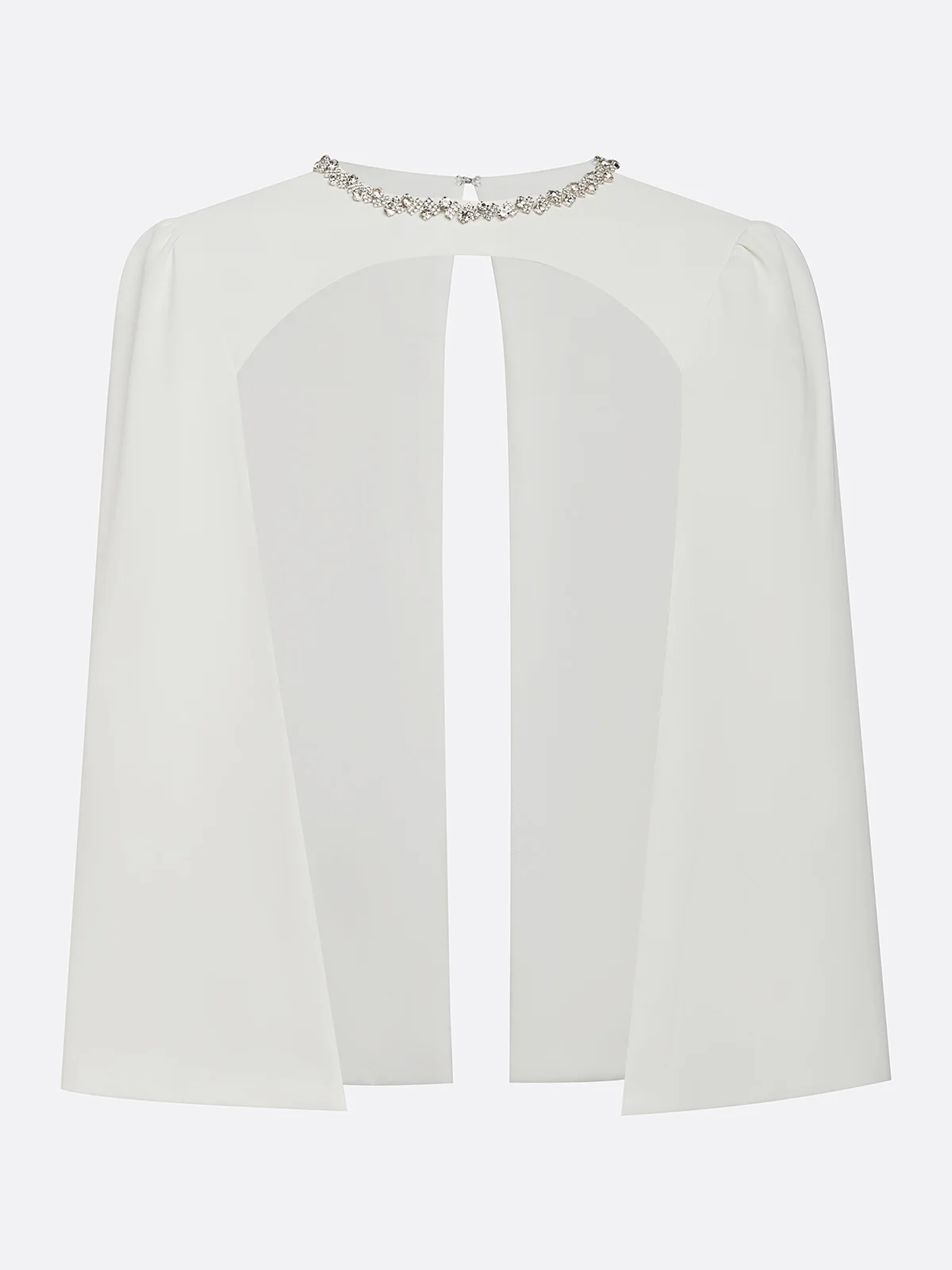 White Rhinestone Crew Neck Ruffled Sheath Two-piece Dresses