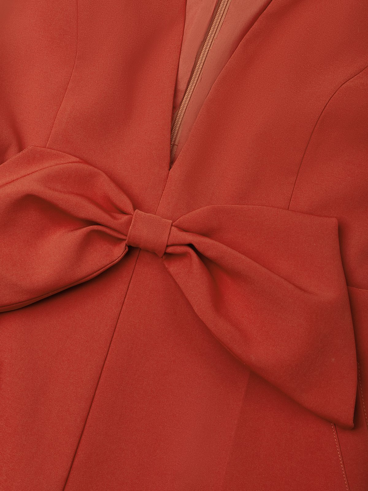 Women Red Sleeveless V Neck Bow Wide-Leg Jumpsuit