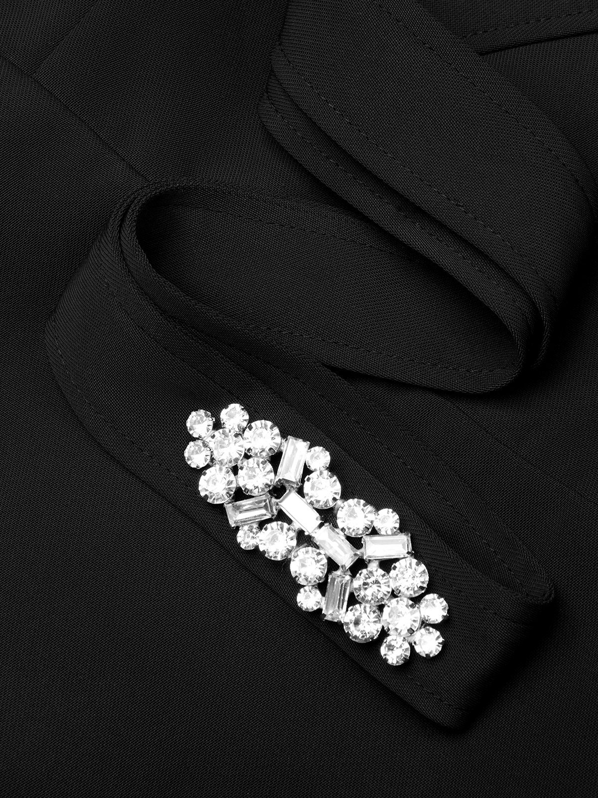 Black Rhinestone Pleated  Sweetheart Neckline Cap Sleeve A-Line Midi Dress