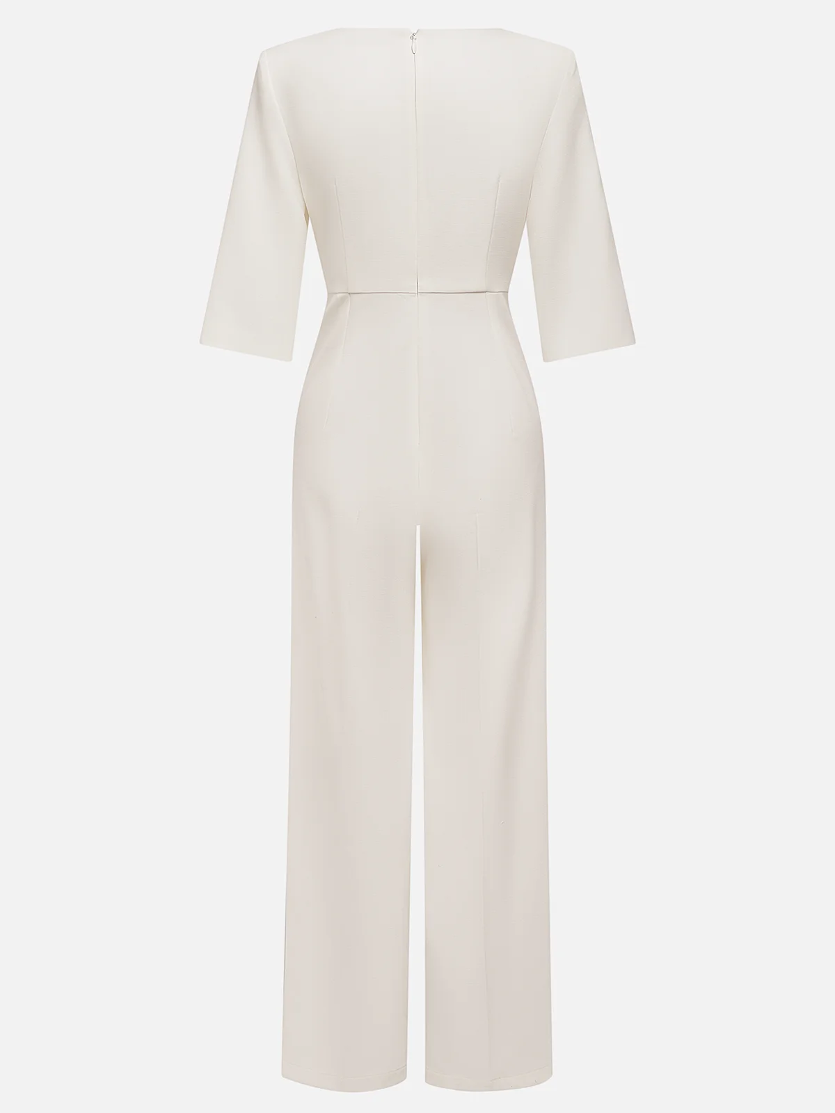 White Boat Neck Plain Regular Fit Urban Jumpsuit