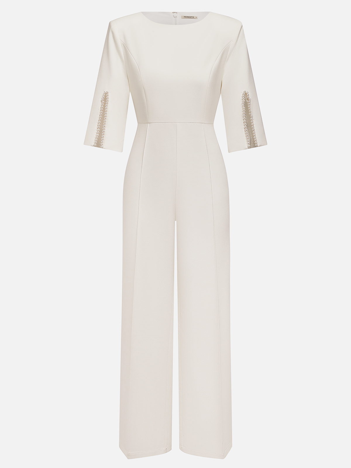 White Boat Neck Plain Regular Fit Urban Jumpsuit