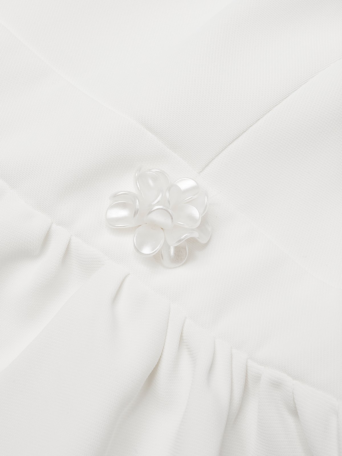 White Beaded Lace Spaghetti Sleeveless A-Line Midi Dress