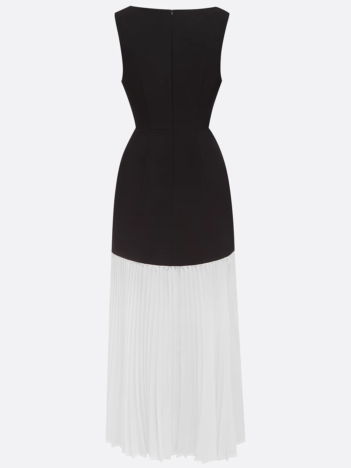 Black Pleated 3D Floral Classic V Neck Sleeveless Mermaid Maxi Dress