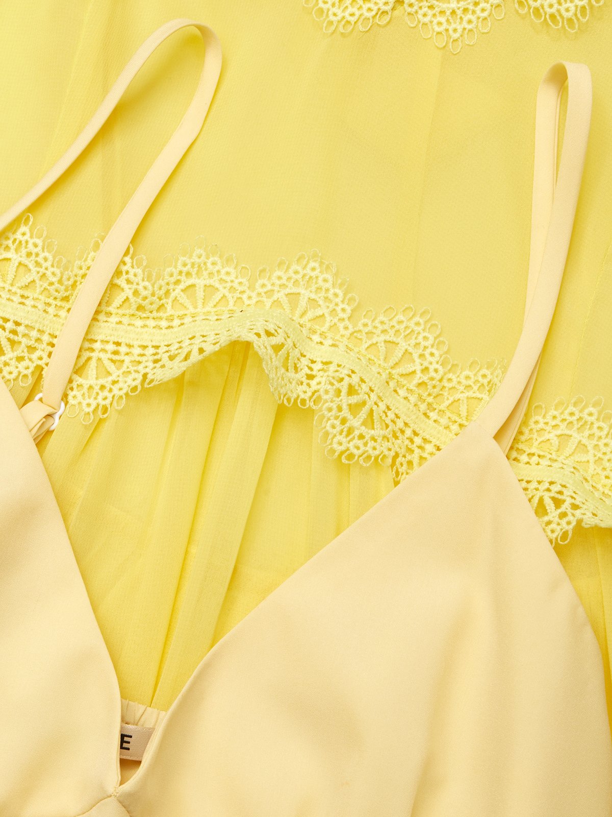 Yellow Gathered Lace Chiffon V Neck Half Sleeve Raglan Sleeves Sheath Midi Dress