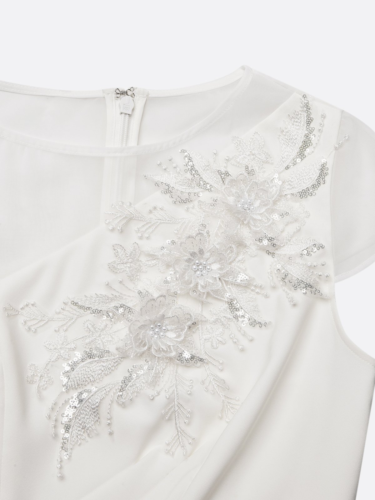 White Boat Neck Floral Morden Raglan Sleeves Regular Fit Jumpsuit