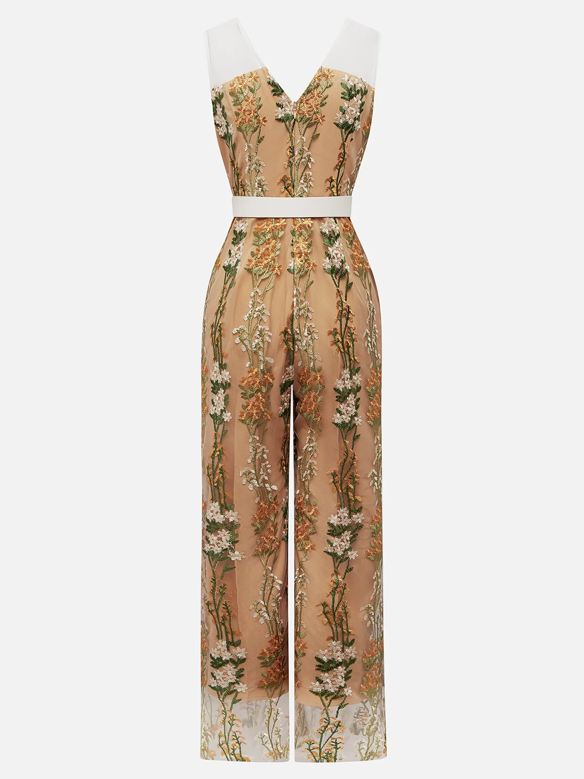 Morden Regular Fit Floral Embroidery Jumpsuit With Belt