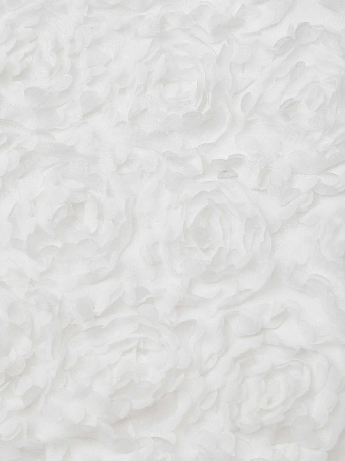 White 3D Floral Boat Neck A-Line Midi Dress