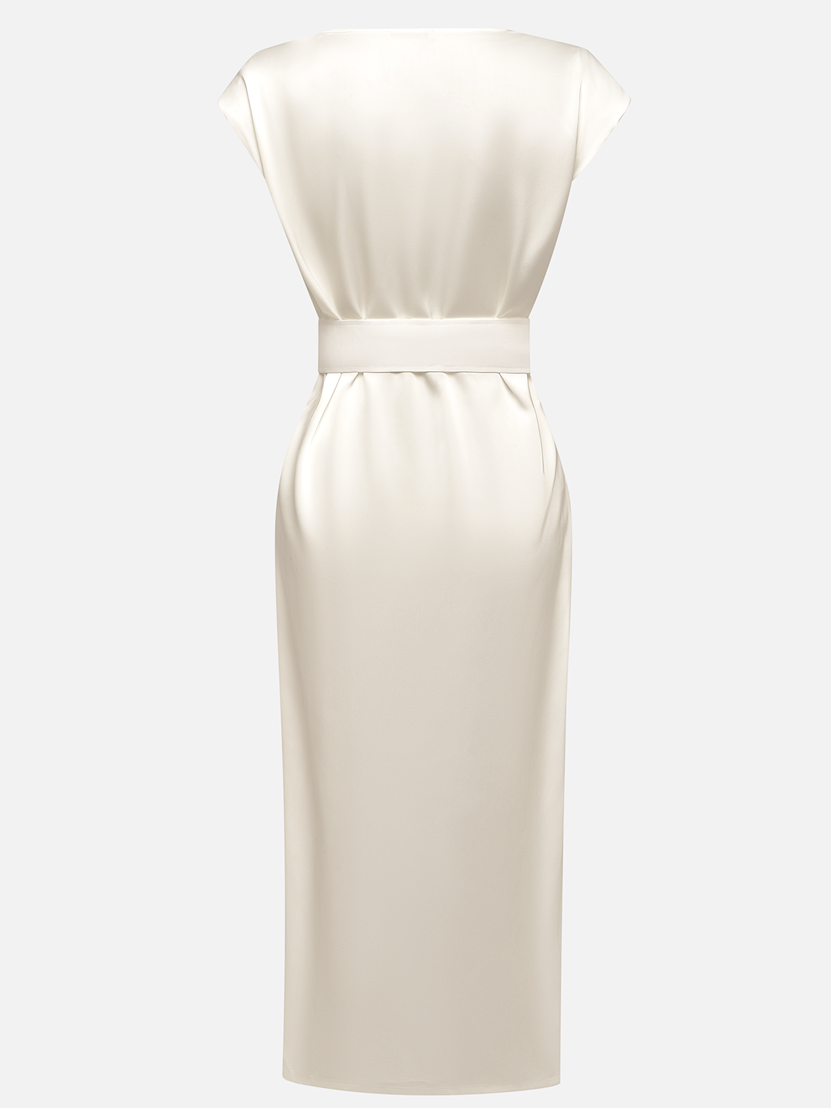 White Buckle Satin Cowl Neck Sleeveless H-Line Maxi Dress