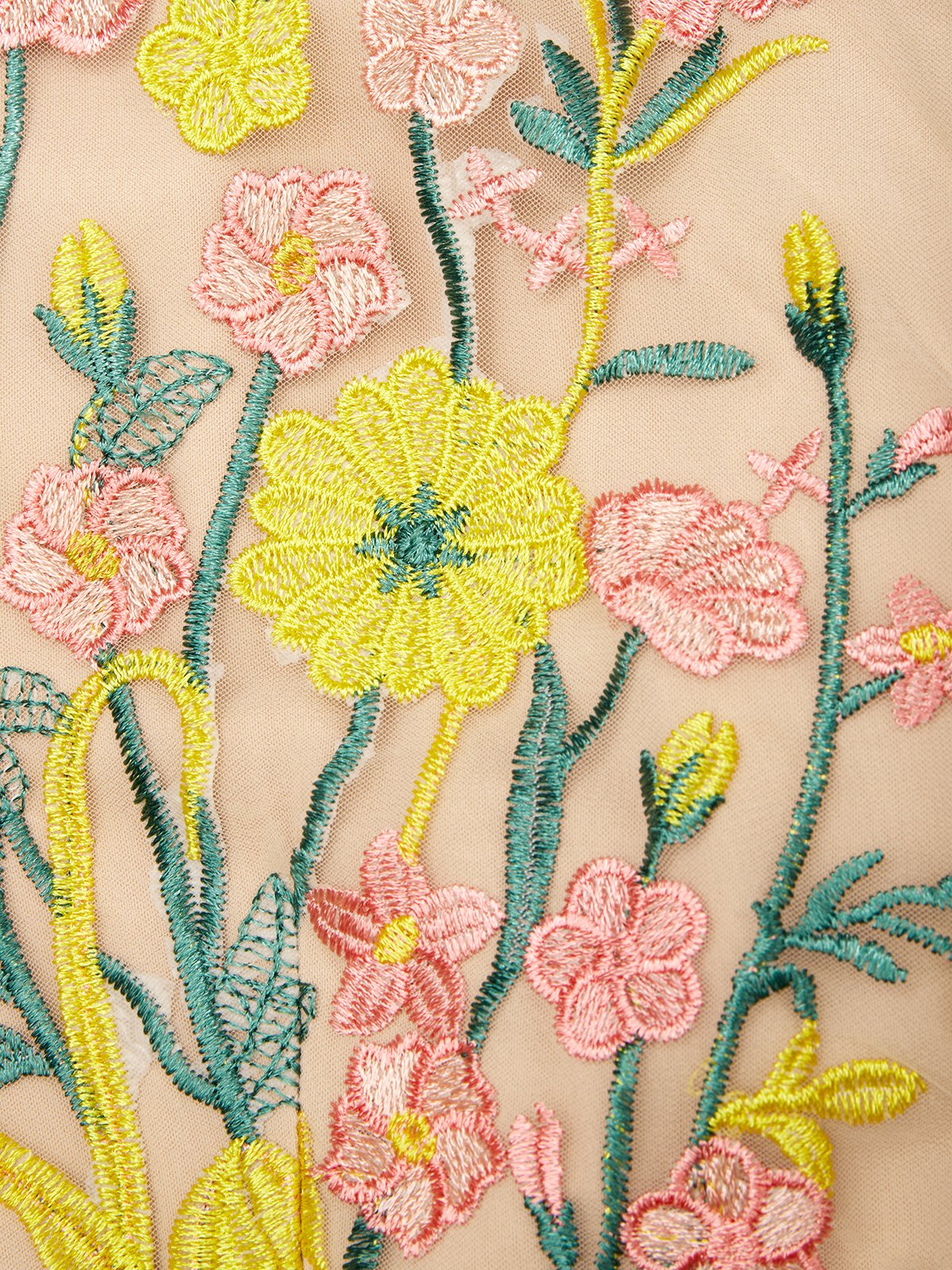 Green Embroidery Floral Classic One Shoulder Sleeveless A-Line Midi Dress