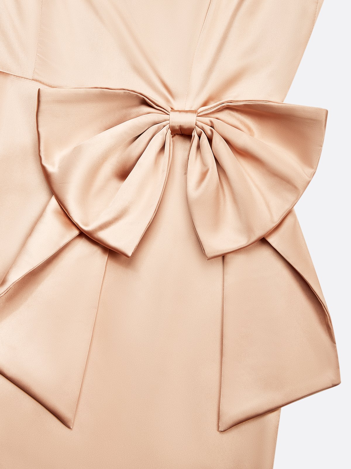 Champagne Hotfix Embellished Bow Classic Crew Neck Sleeveless Sheath Midi Dress