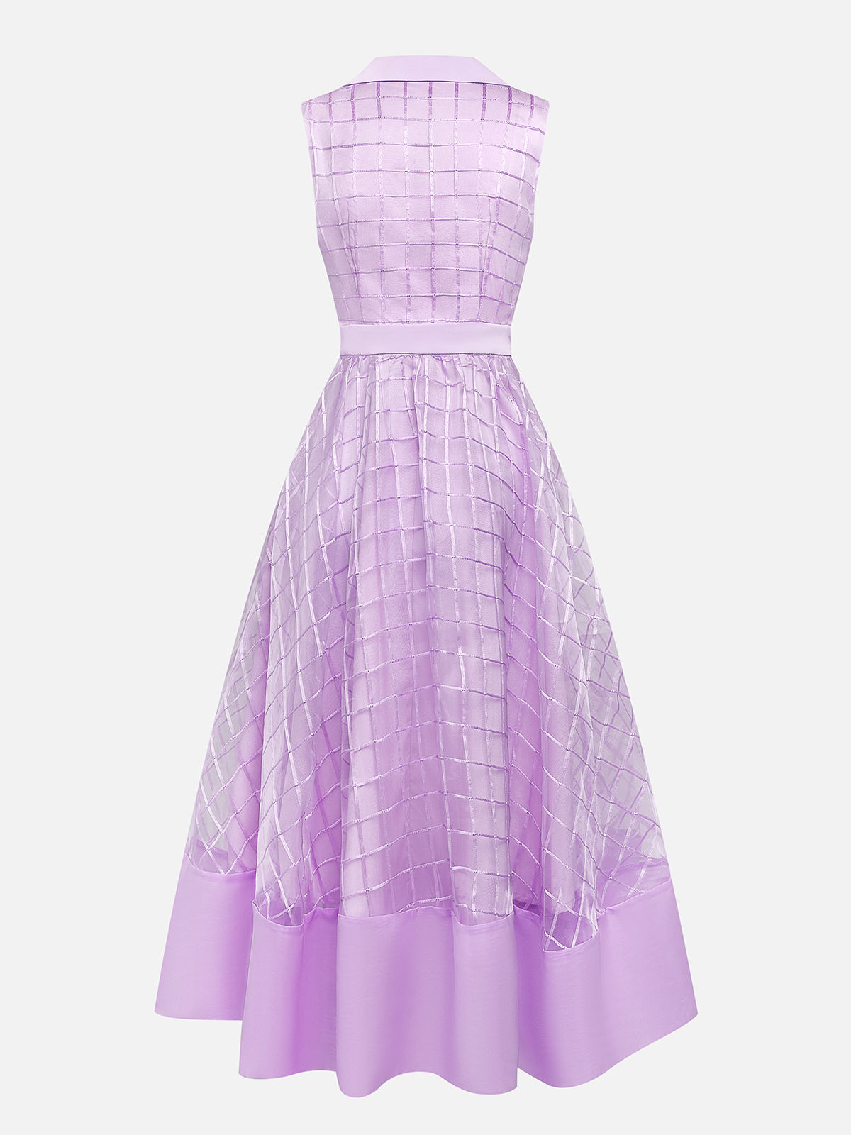 Lavender Purple Buckle Shirt Dress Shirt Collar Sleeveless A-Line Midi Dress