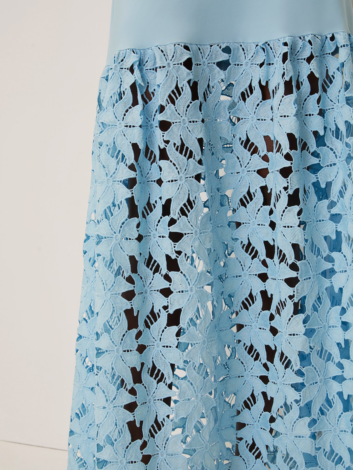 Light Blue Lace Classic Boat Neck Sleeveless A-Line Maxi Dress