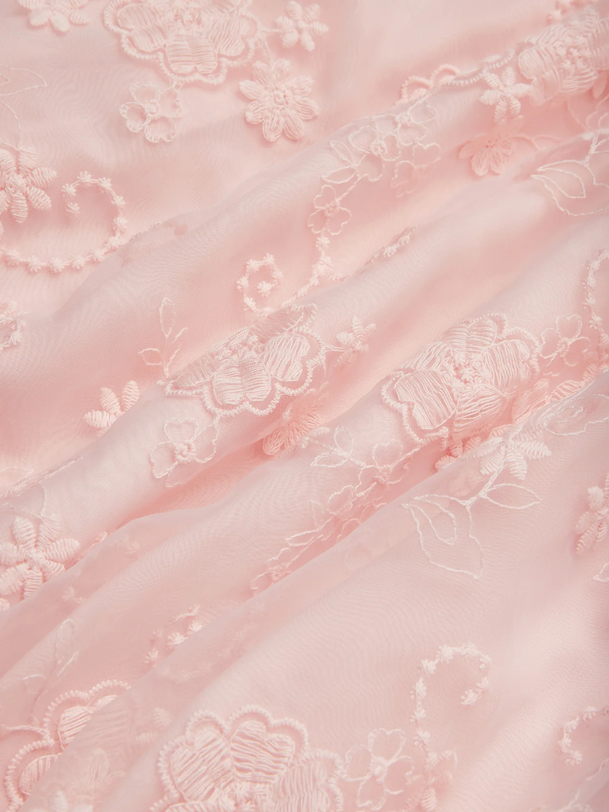 Light Pink Bow Embroidery Classic V Neck Sleeveless A-Line Midi Dress