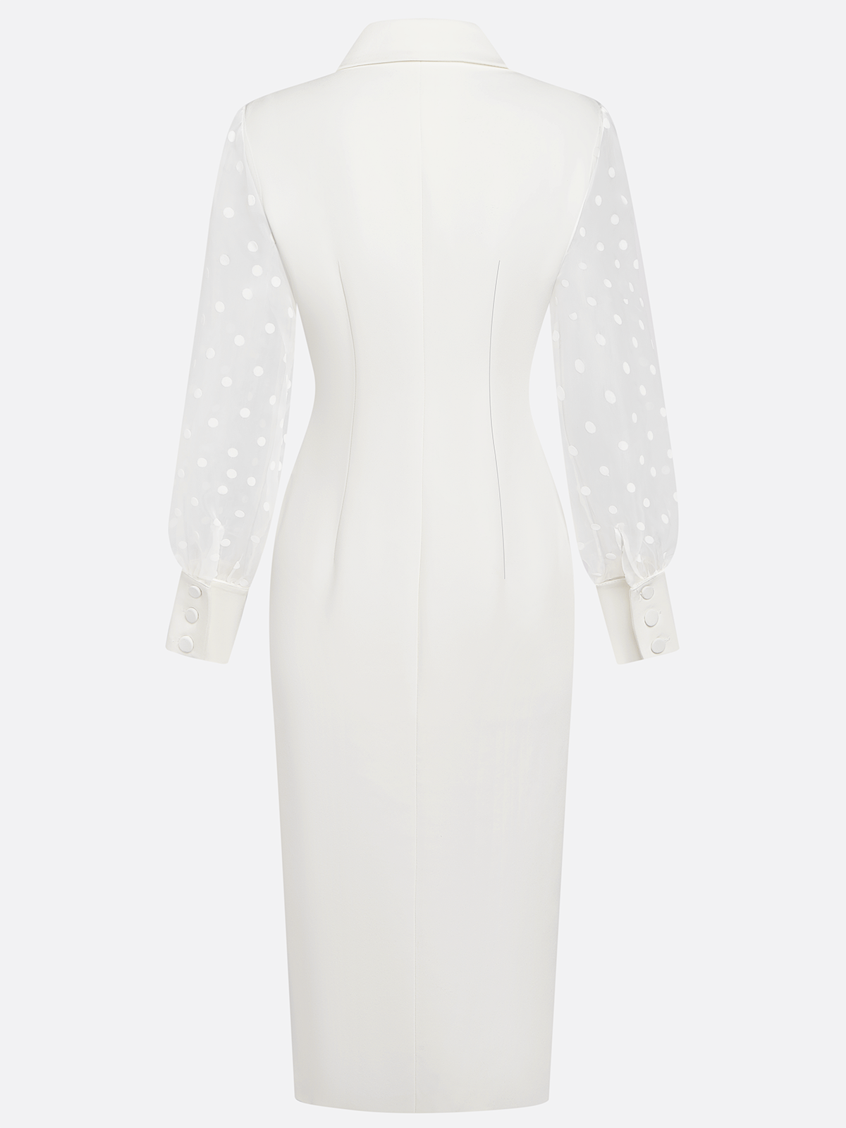 White Buckle Blazer Lapel Collar Long Sleeve Sheath Midi Dress