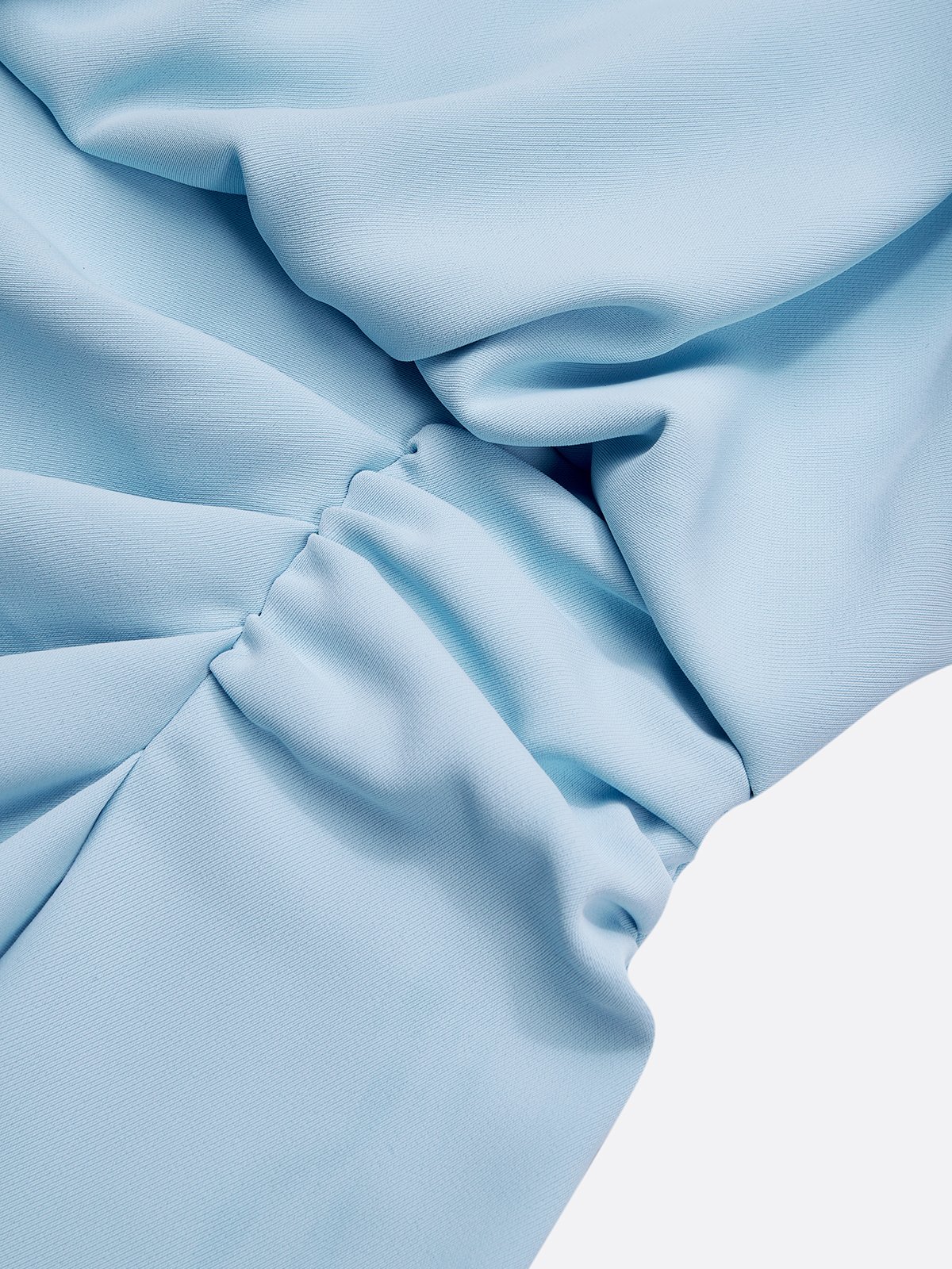 Light Blue Ruched Hollow Out Classic Crew Neck Cap Sleeve Sheath Midi Dress