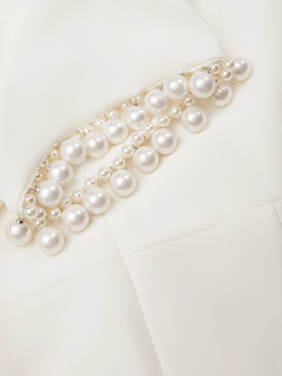 White Imitation Pearls Knot Front Classic Boat Neck Short Sleeve Sheath Midi Dress