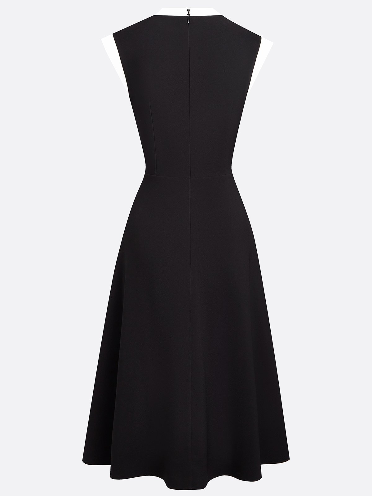 Black Bow Classic Square Neck Cap Sleeve A-Line Midi Dress