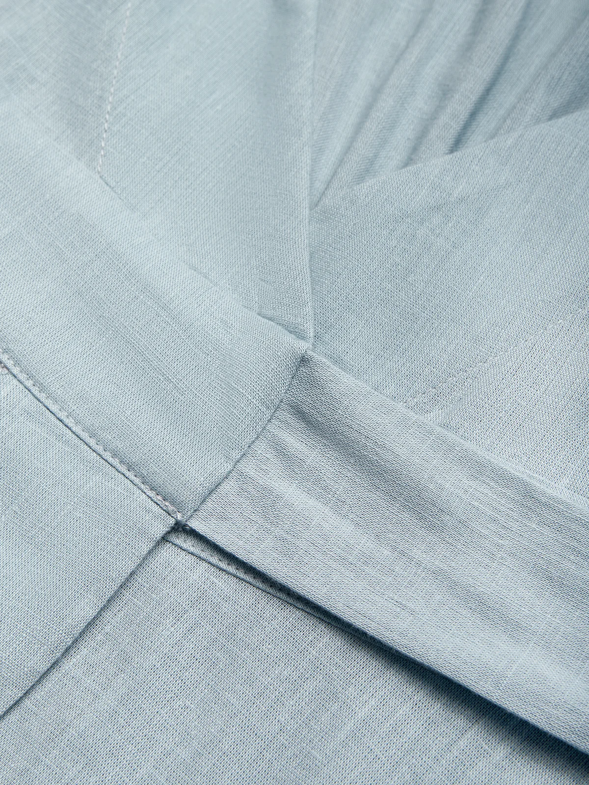 Light Blue Bow Linen Wrap V Neck Sleeveless A-Line Maxi Dress