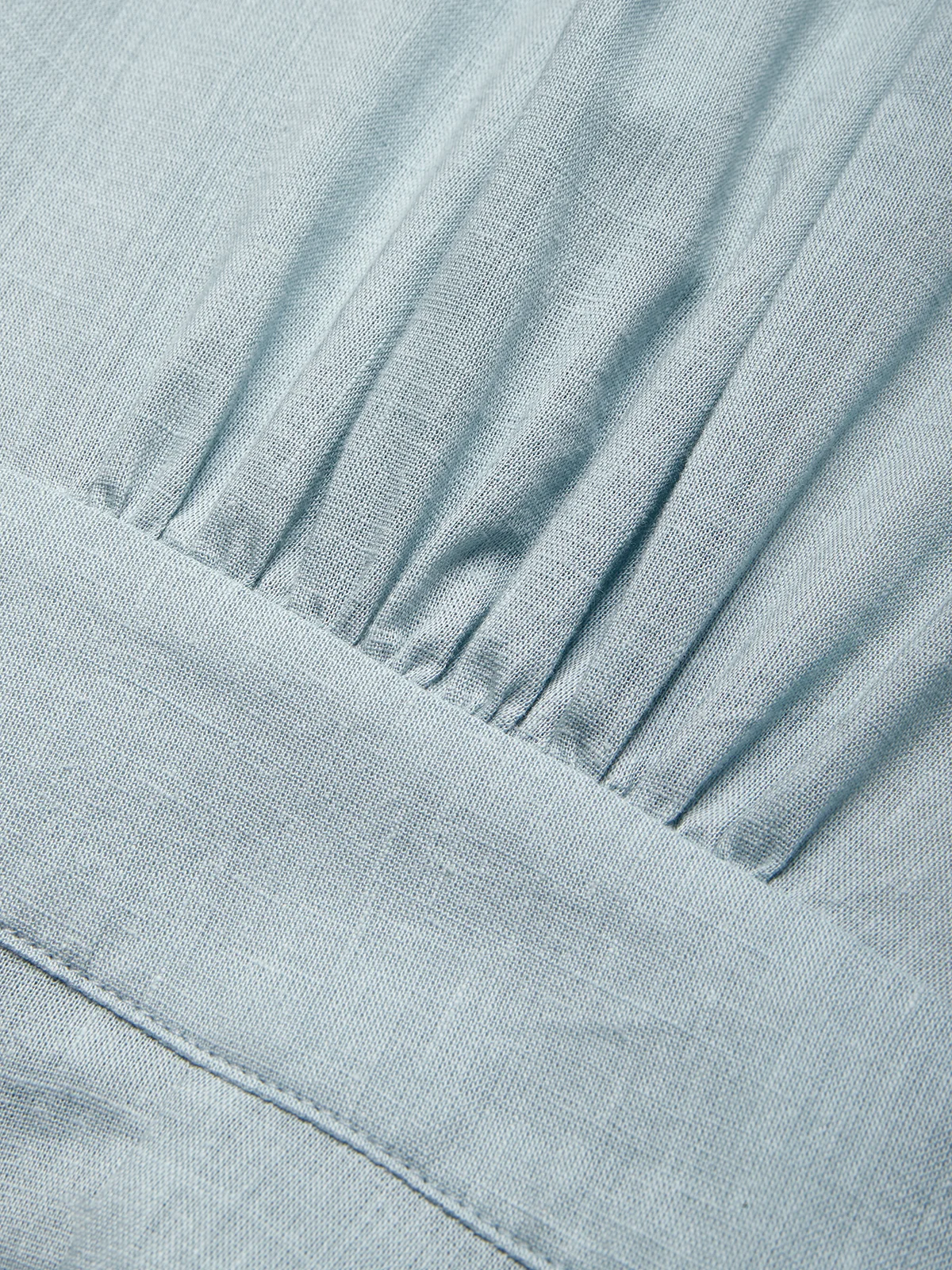 Light Blue Bow Linen Wrap V Neck Sleeveless A-Line Maxi Dress