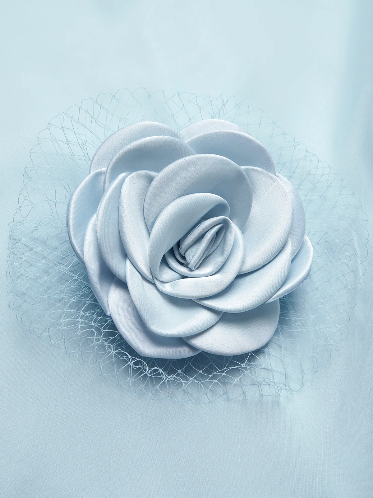 Light Blue Removable 3D Floral Ruched Chiffon One Shoulder Sleeveless Sheath Gown Dress