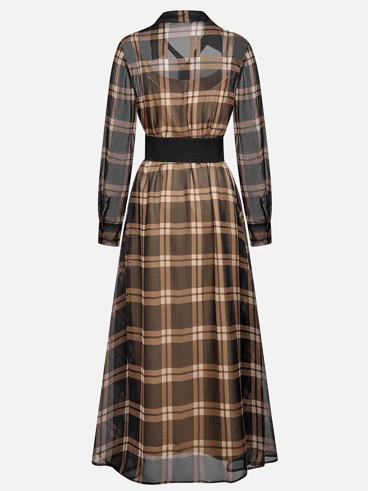 Black Shirt Dress V Neck Sleeveless A-Line Maxi Dress