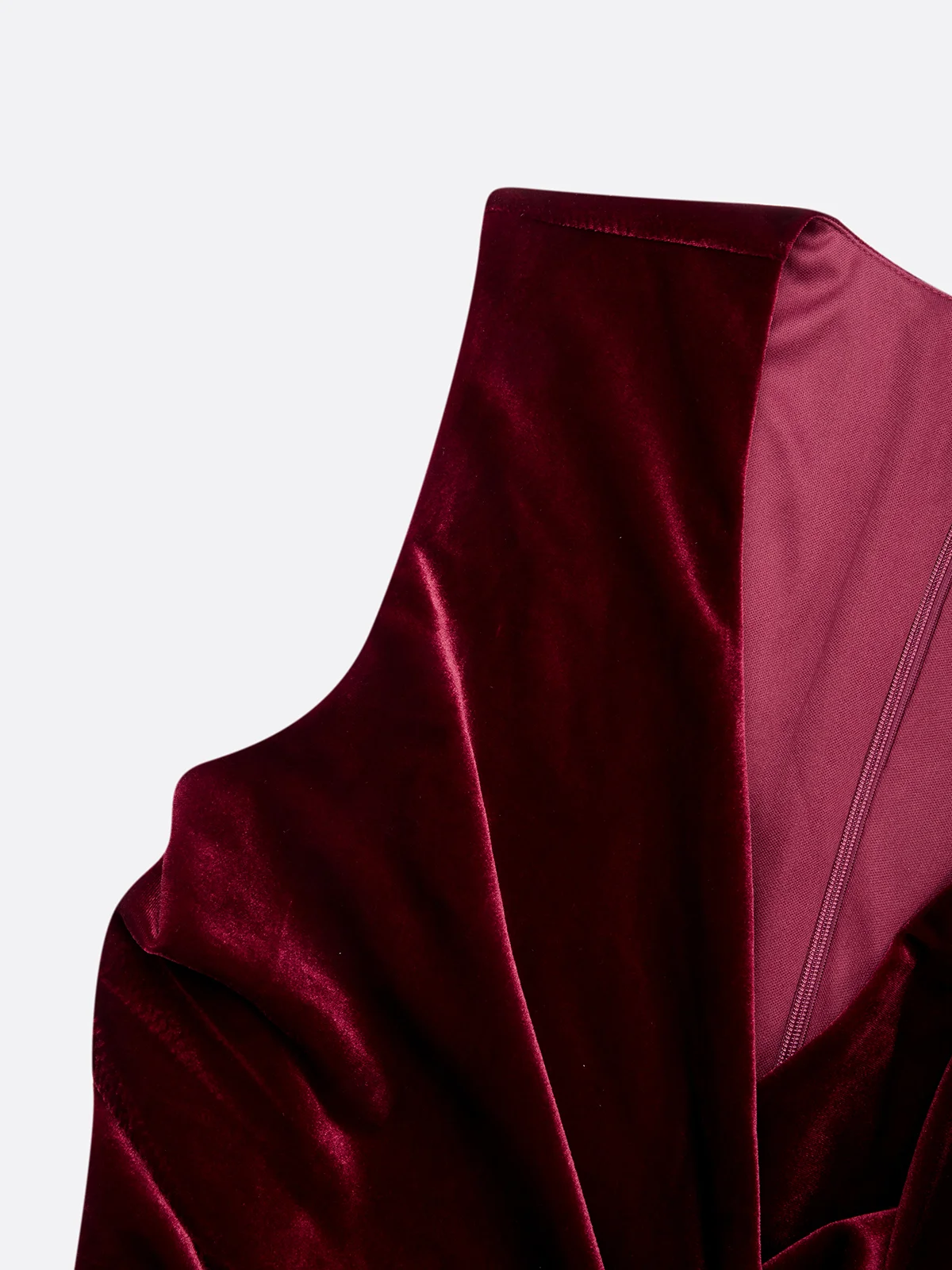 Wine Red Rhinestone Ruched Velvet V Neck Sleeveless A-Line Midi Dress