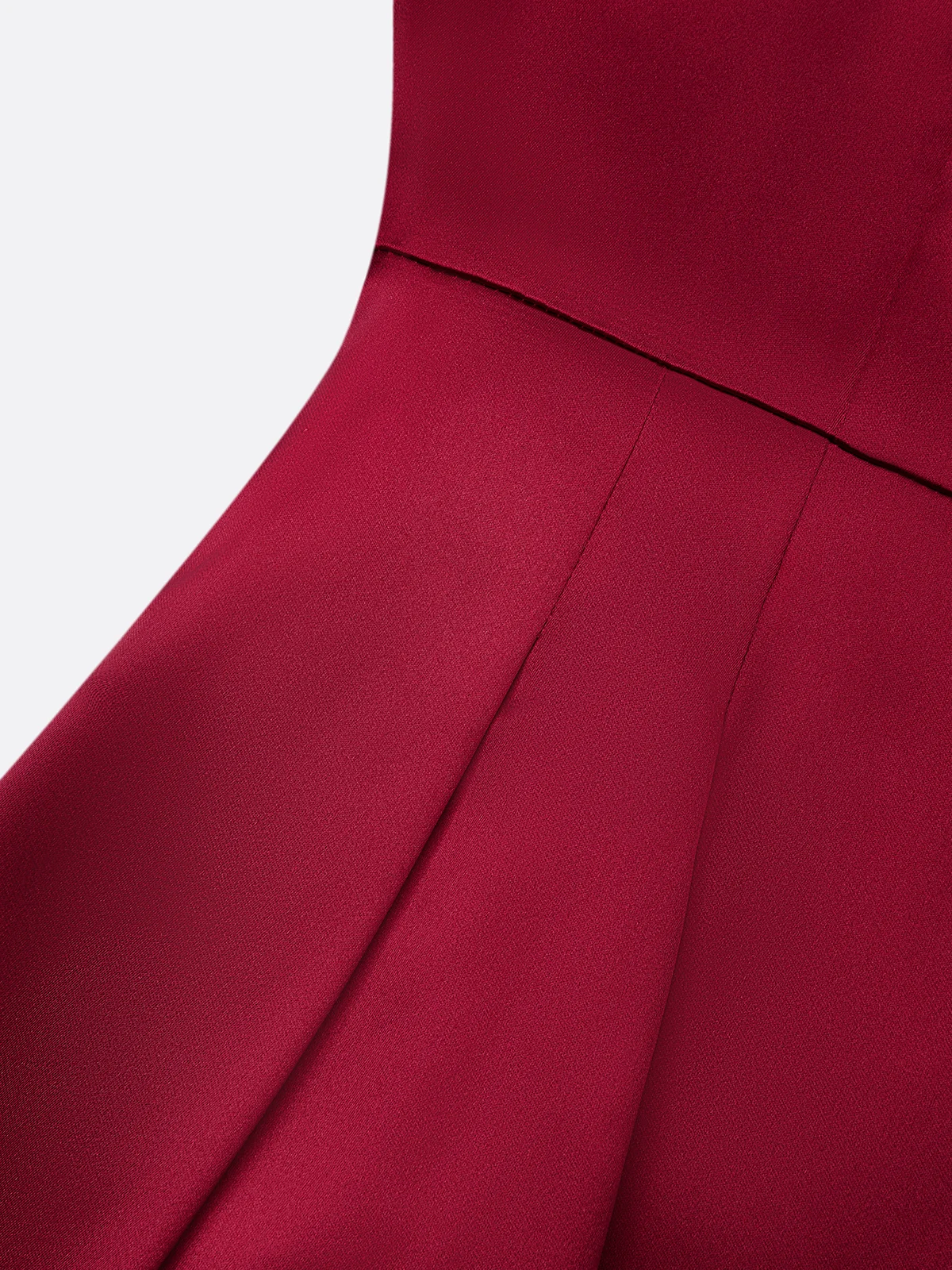 Wine Red Mesh Satin Crew Neck Short Sleeve A-Line Midi Dress