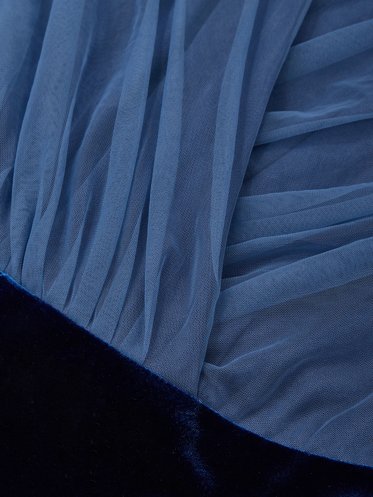 Women  Royal Blue Mesh  V Neck Long Sleeve Velvet Jumpsuit