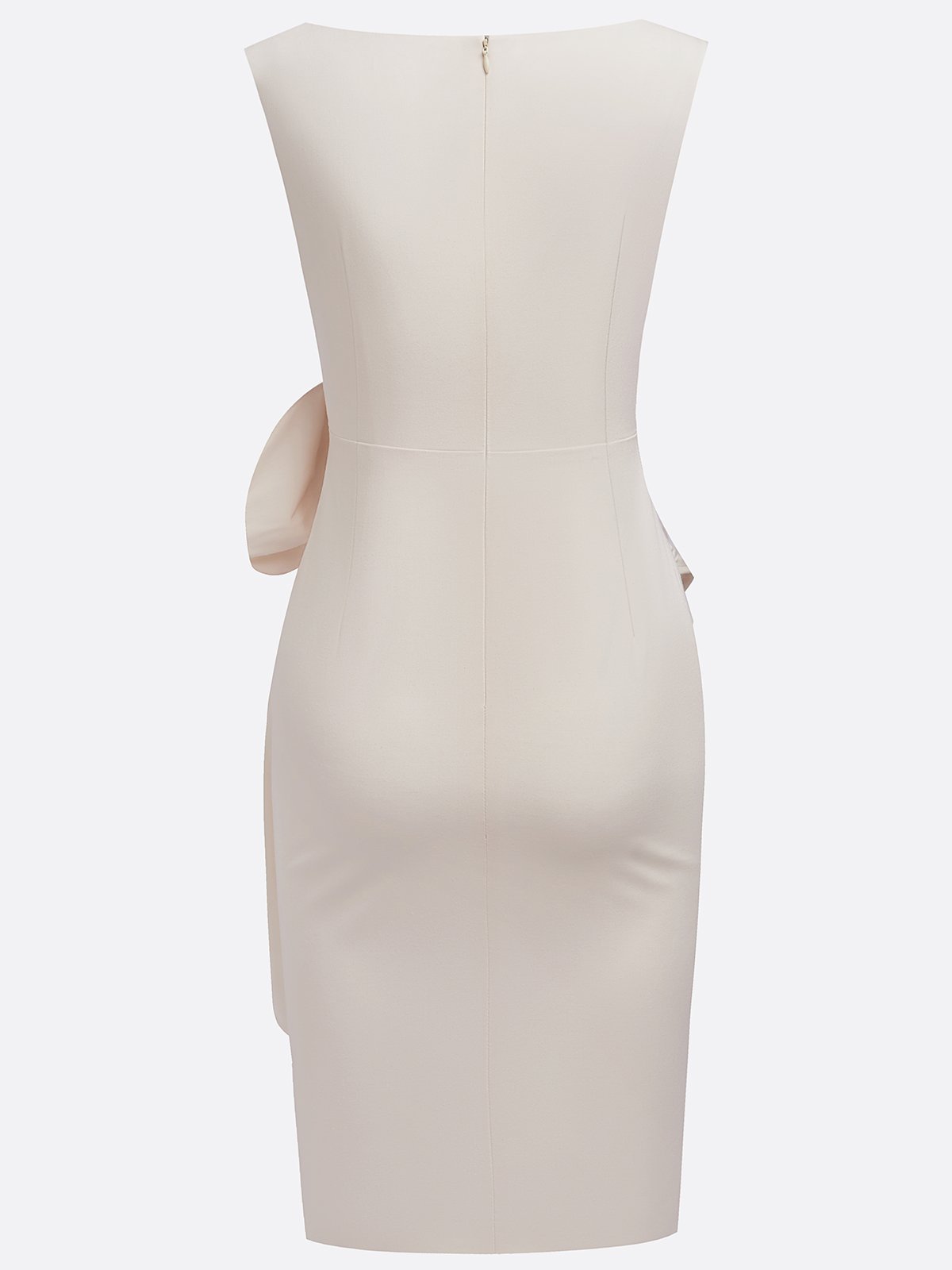 White 3D Bow Sleeveless Sheath Midi Dress