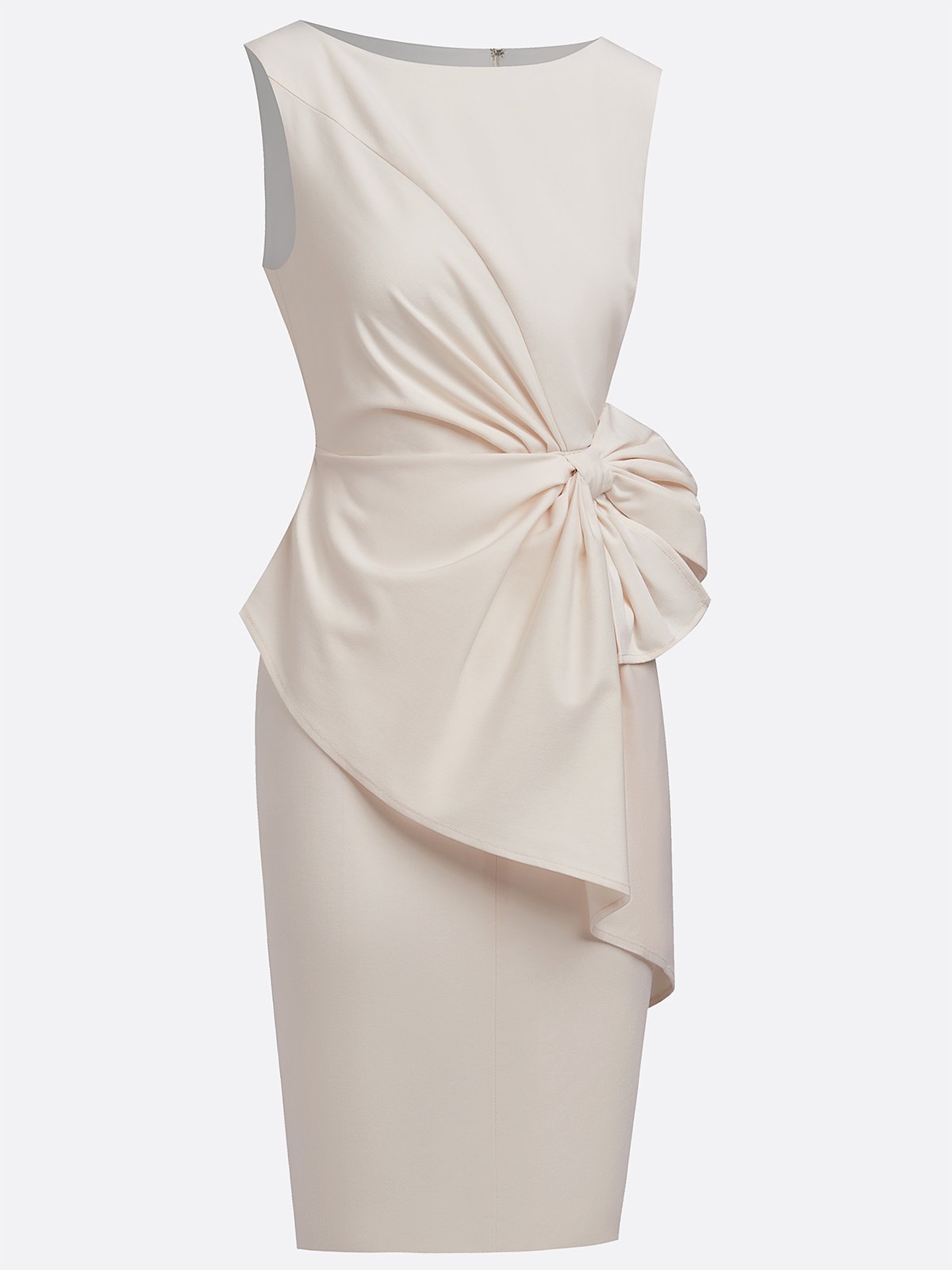 White 3D Bow Sleeveless Sheath Midi Dress