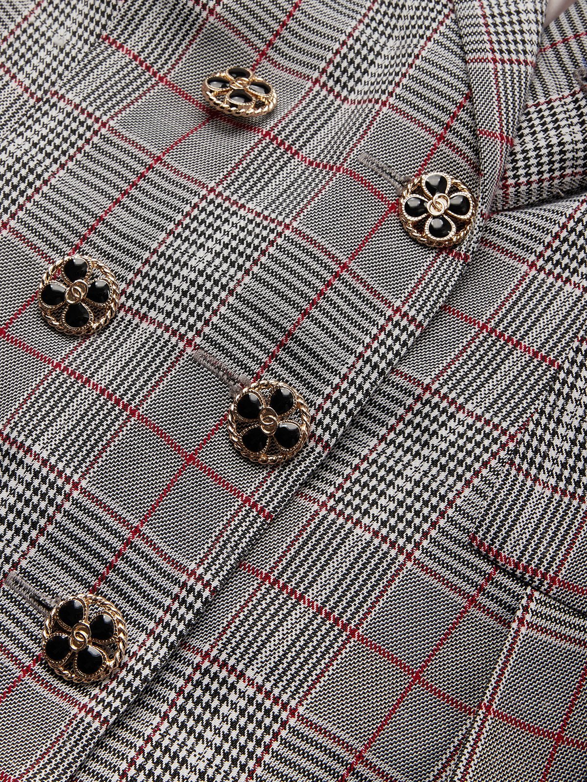 Gray Buckle Shoulder Pad Blazer Lapel Collar Long Sleeve A-Line Mini Dress