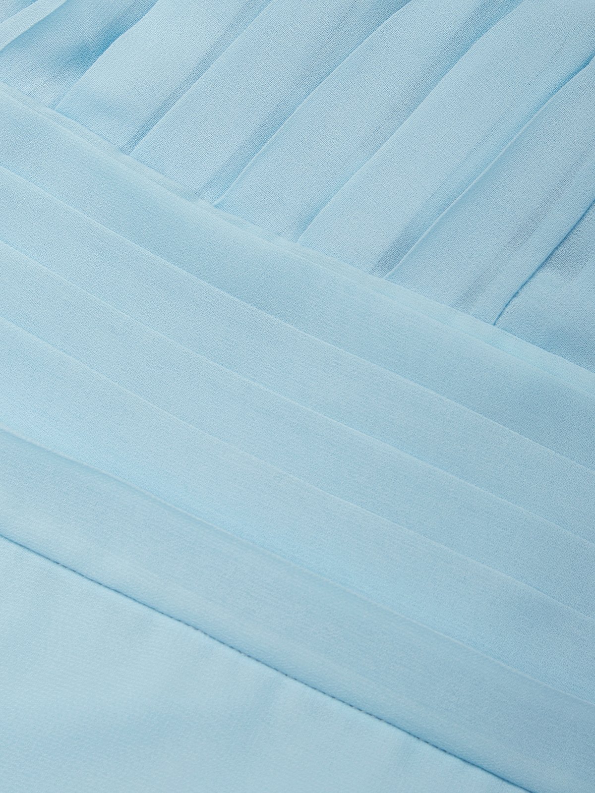 Light Blue Ruched Chiffon One Shoulder Sleeveless A-Line Maxi Dress