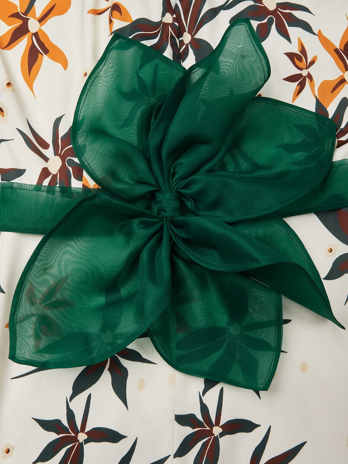 White Floral V Neck Long Sleeve A-Line Maxi Dress