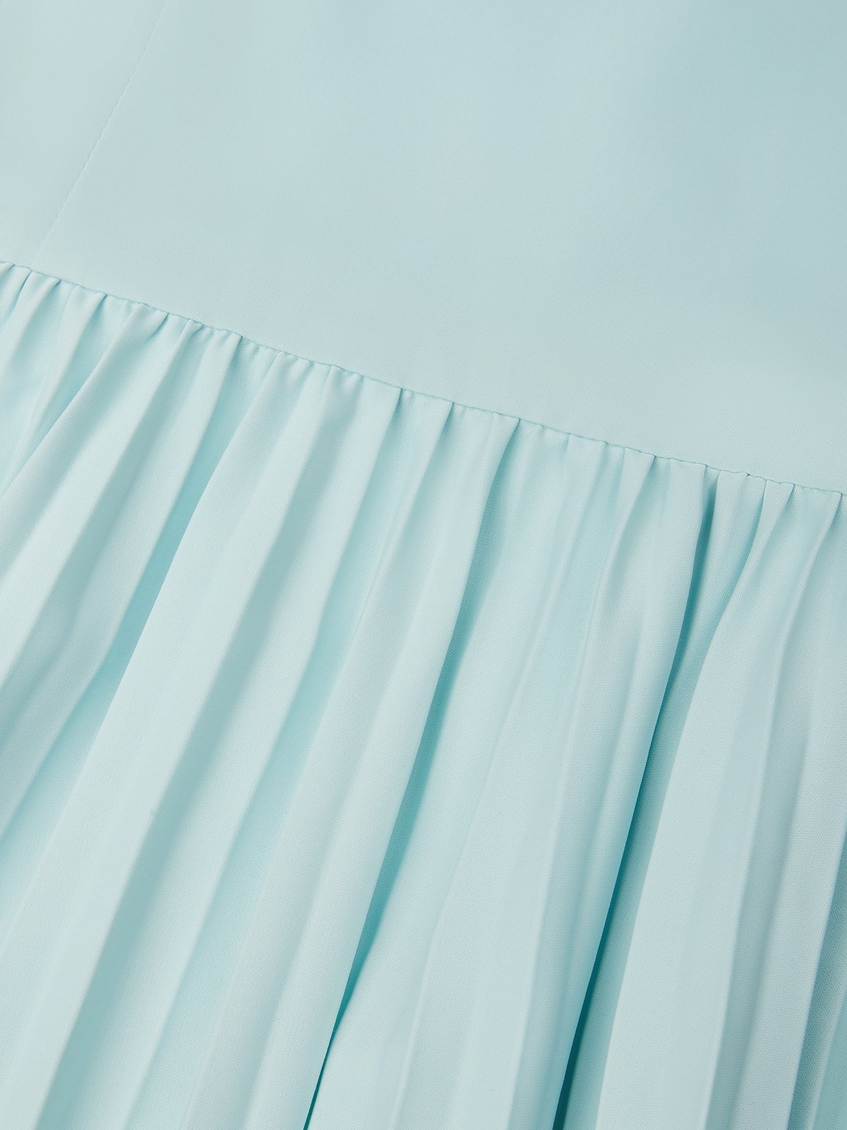 Light Blue Pleated Square Neck Sleeveless A-Line Maxi Dress