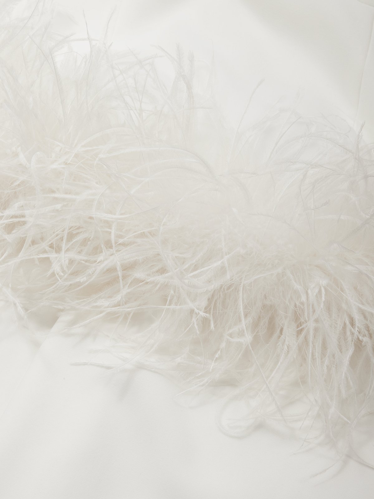 Women White Feather-trimmed Strapless Sleeveless Dressy Jumpsuit