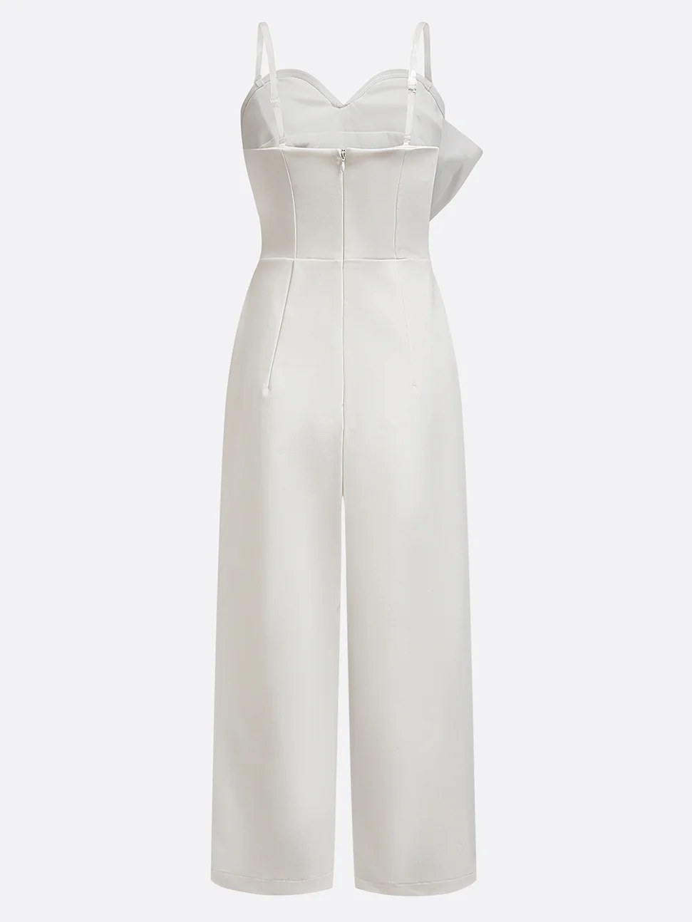 Women Off-White Strapless Bow Jumpsuit