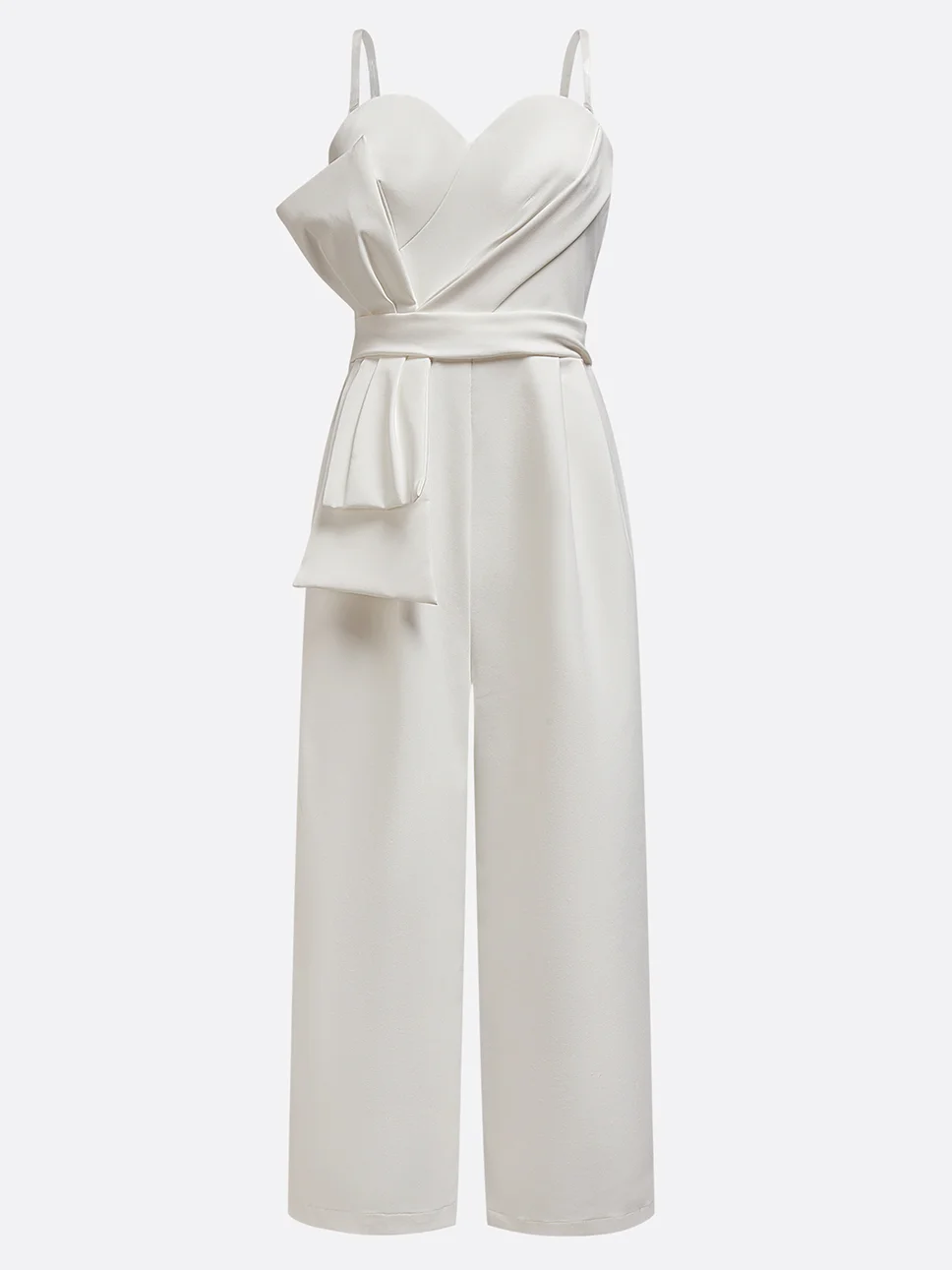 Women Off-White Strapless Bow Jumpsuit