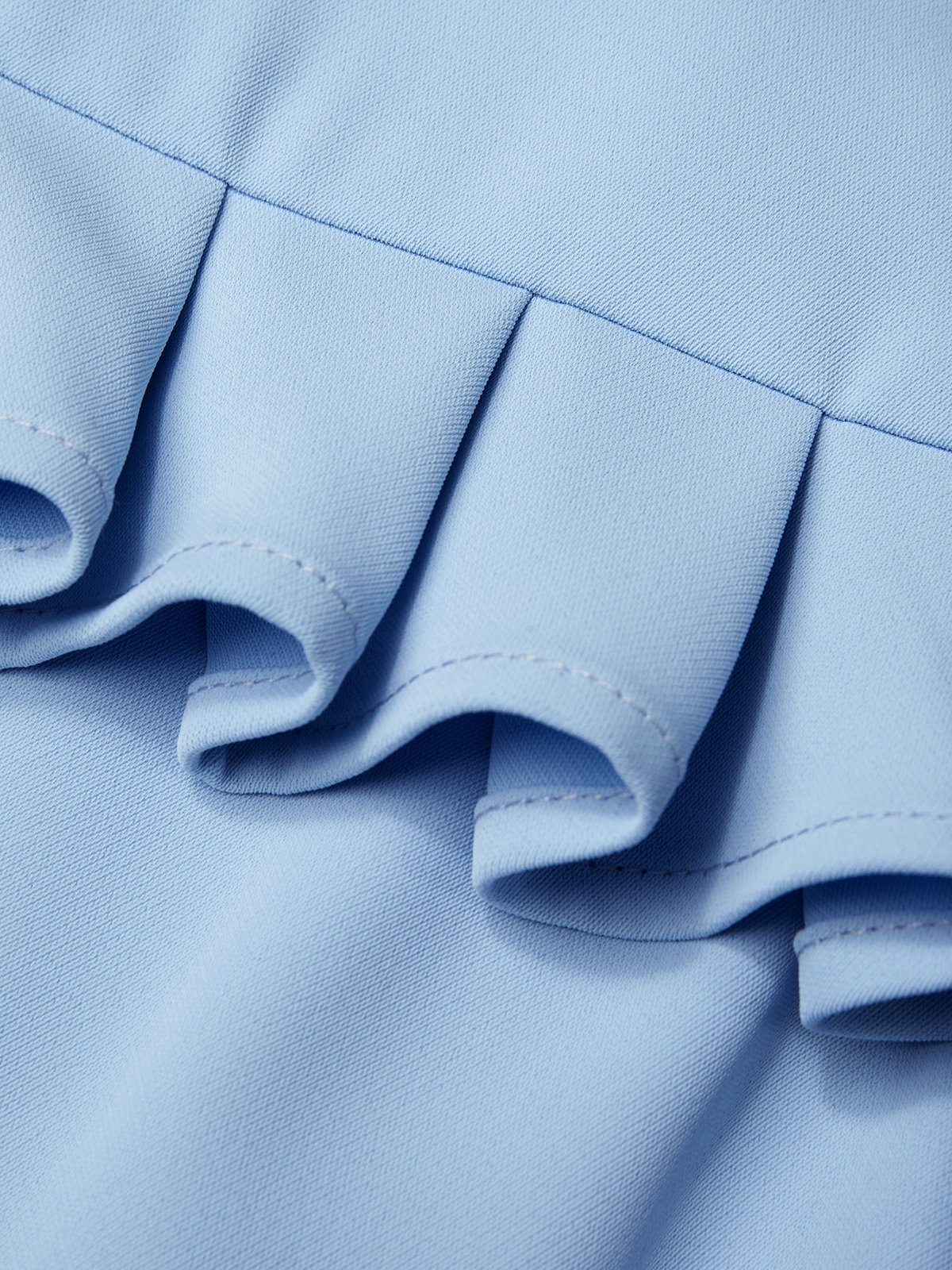 Light Blue Peplum Classic Spaghetti Gallus A-Line Midi Dress