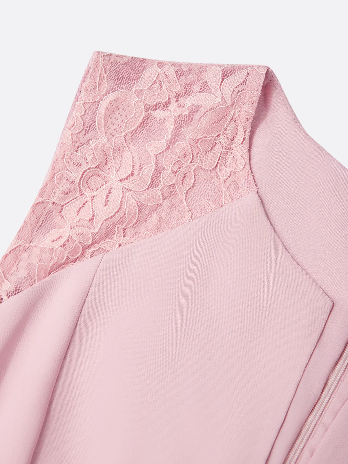 Pink Urban Plain Lace Jumpsuit With Belt
