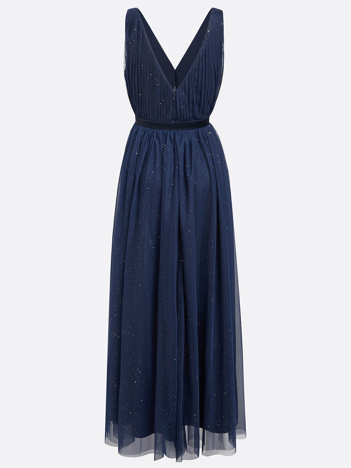 Purplish Blue Mesh Classic V Neck Sleeveless Sheath Maxi Dress