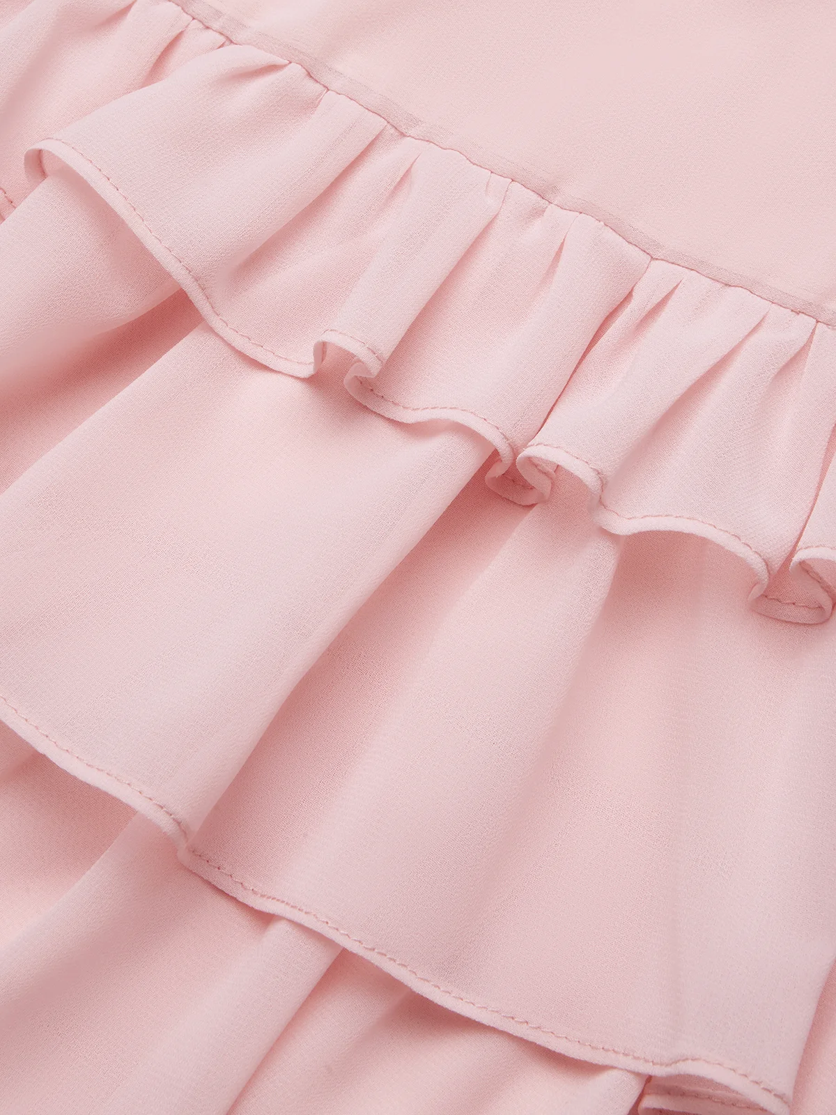 Pink Peplum Chiffon Halter Sleeveless A-Line Maxi Two-piece Dress