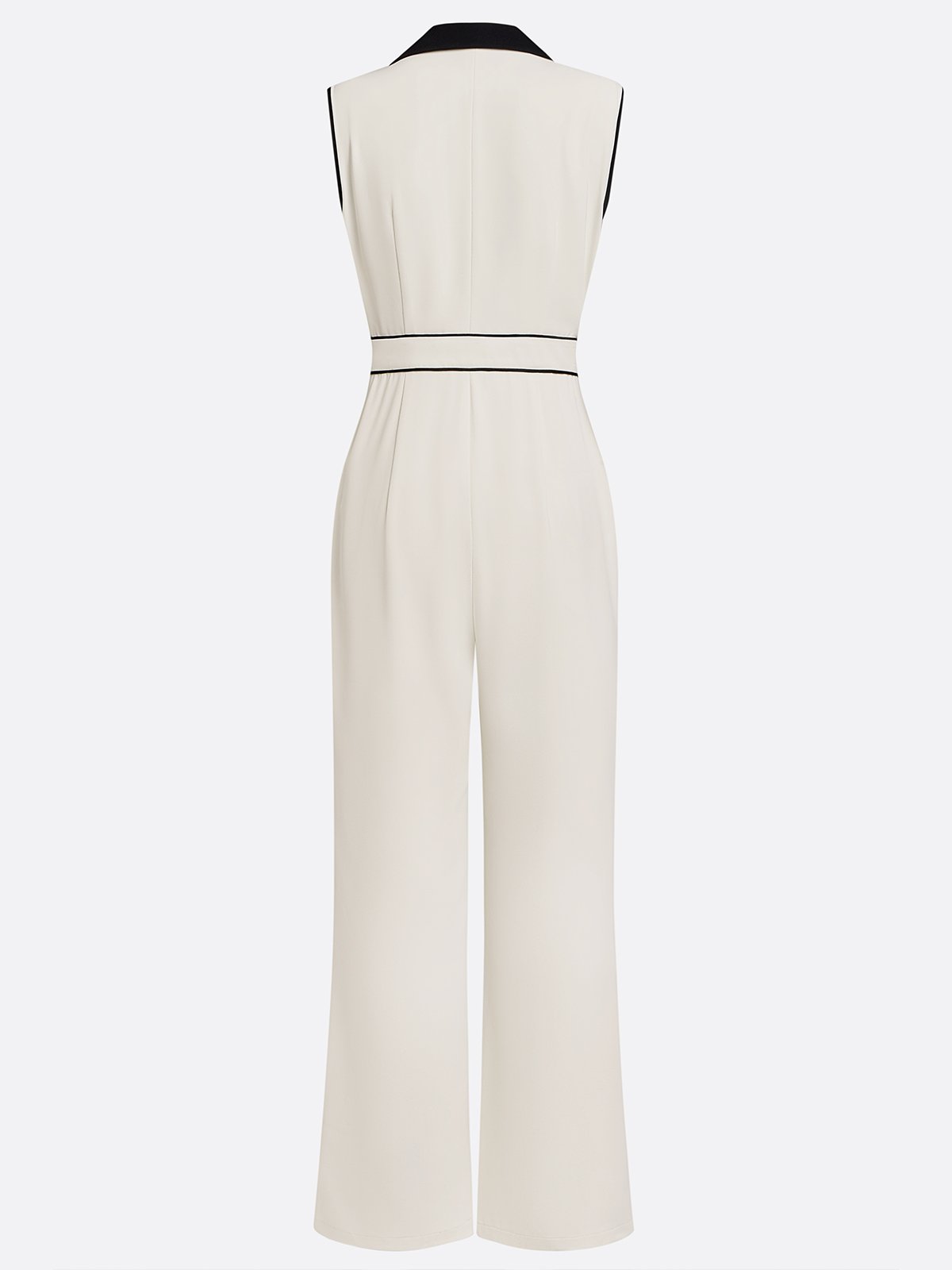 Off White Piping Regular Fit Urban Shawl Collar Jumpsuit 