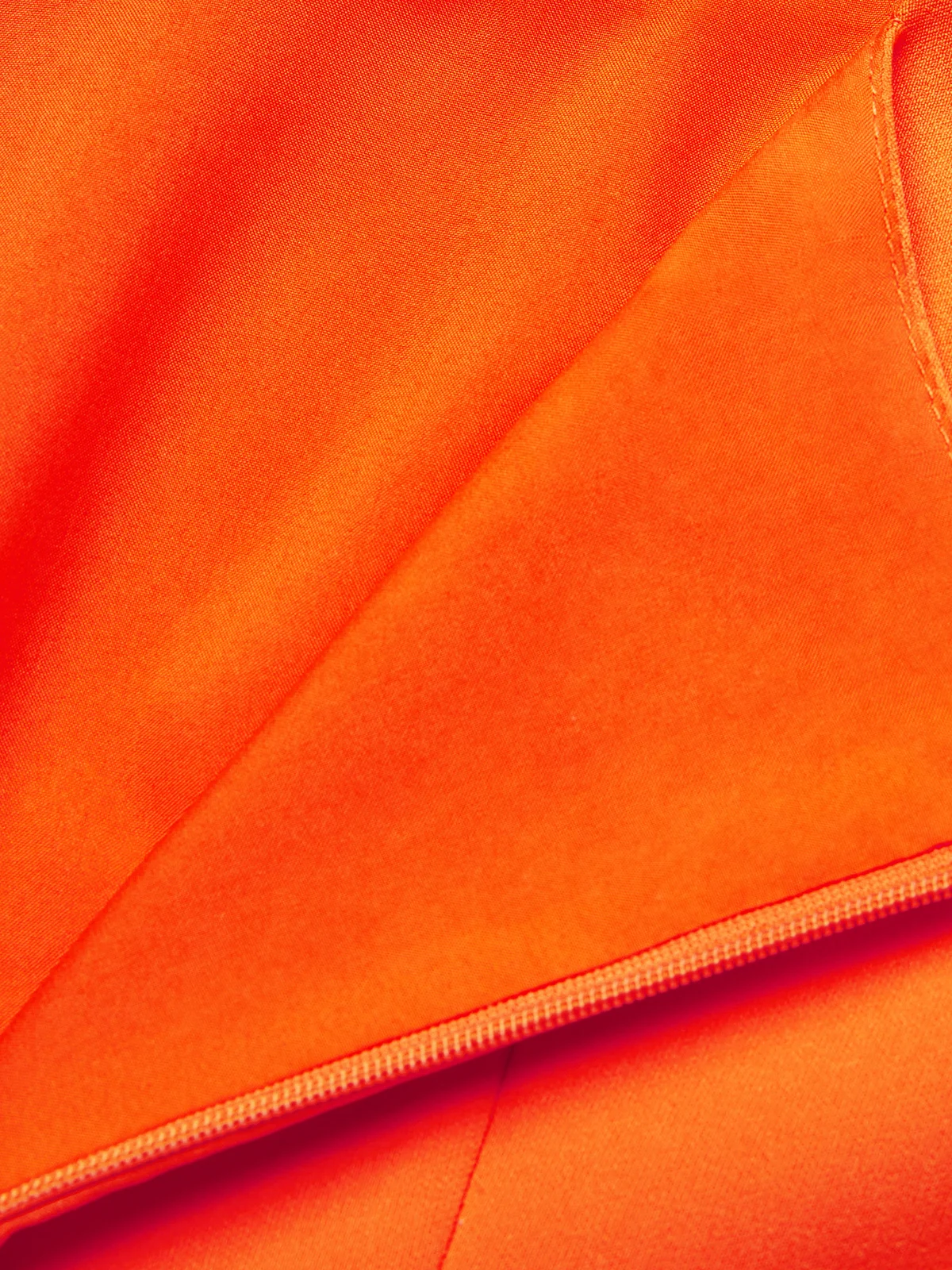 Orange Pleated Classic Square Neck Sleeveless A-Line Midi Dress