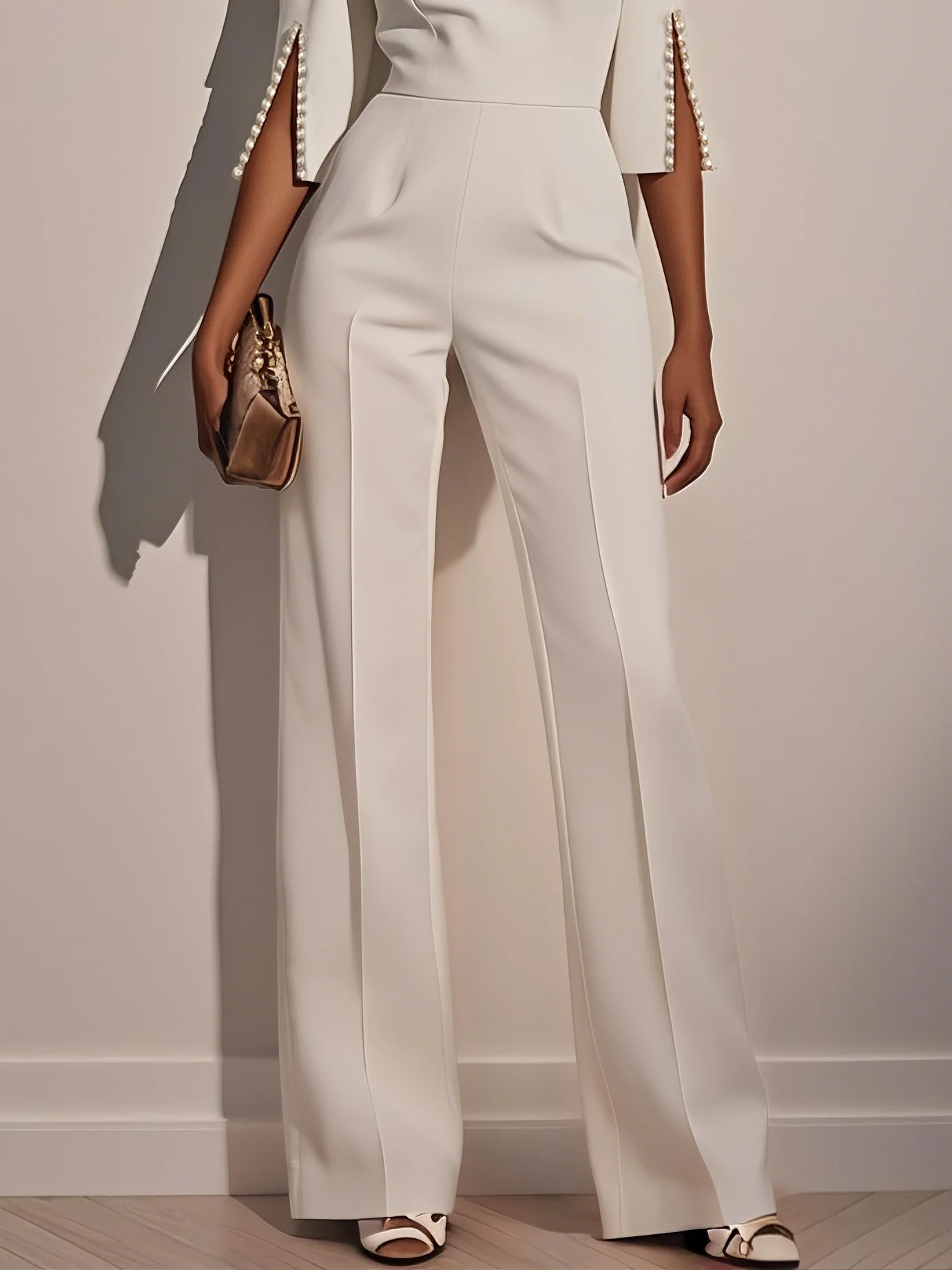 White Boat Neck Plain Regular Fit Urban Jumpsuit