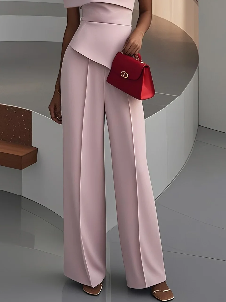 Pink Urban Asymmetrical One Shoulder Jumpsuit